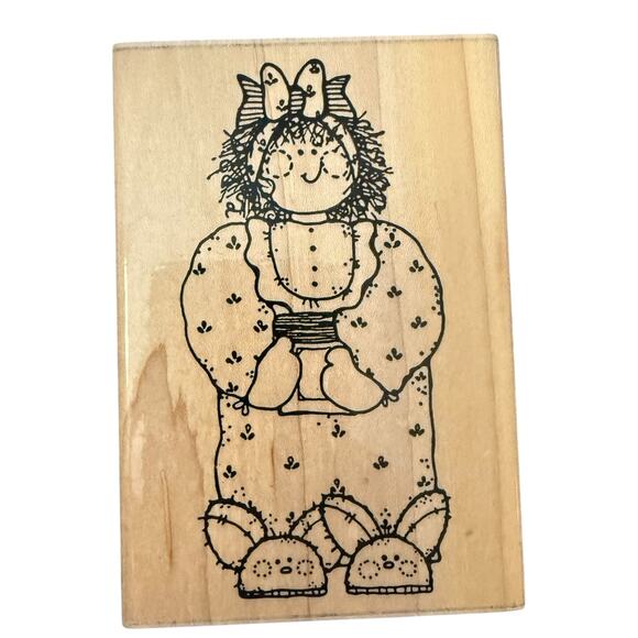 DOTS U 135 Becky Dressed Pajamas Slippers X-Large Rubber Stamp - Picture 1 of 3